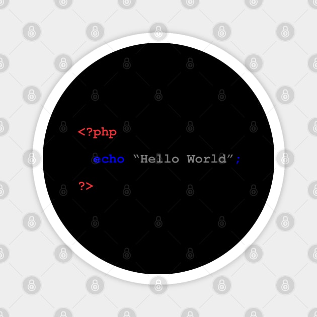 PHP Programmer Code Hello World Magnet by zadaID